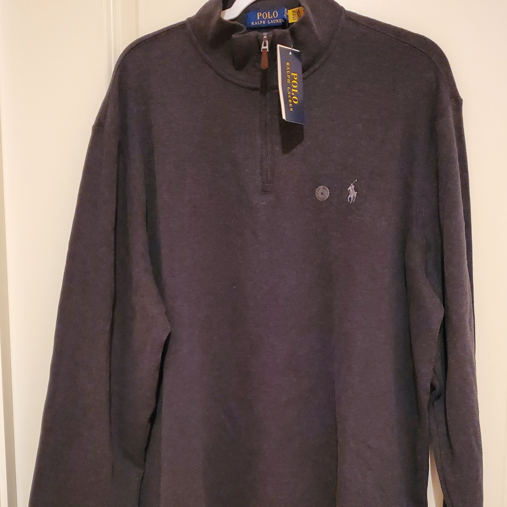 Nwt Polo Ralph Lauren Classic Estate Rib Quarter Zip Pullover Sz Xl. Dark Gray